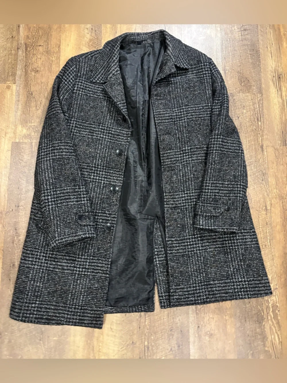 J. Crew Factory Mens Wool Plaid Thompson Car Coat 44 Lined Overcoat Plaid AQ396 - Picture 4 of 6